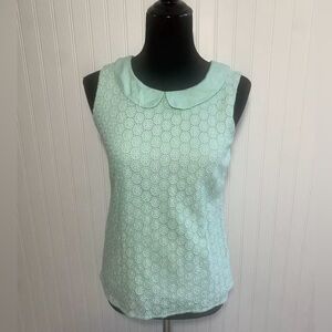 Boden Mint Green Eyelet Tank Top Lined Side Zipper Size 4R Preppy Romantic